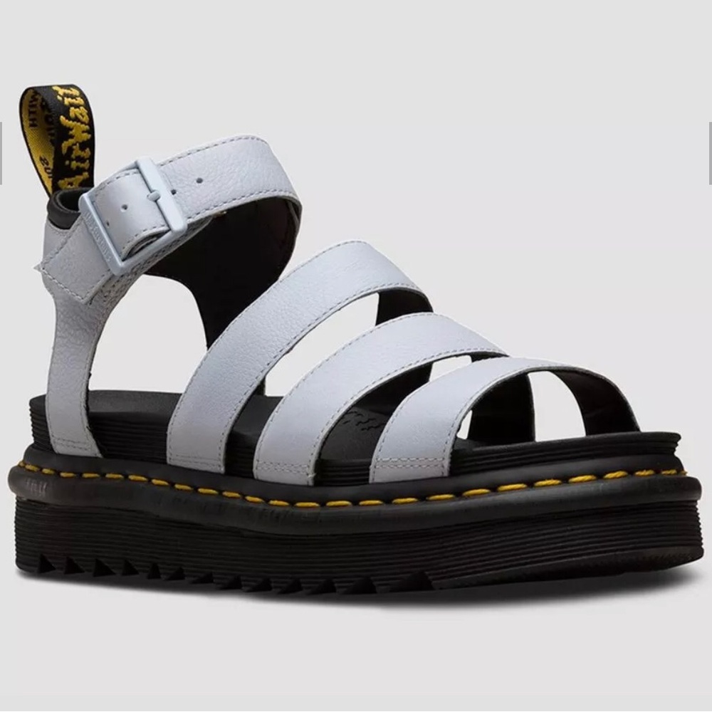 NEW IN BOX - Dr. Martens Blair Blue Moon and Black Sandals (read description)